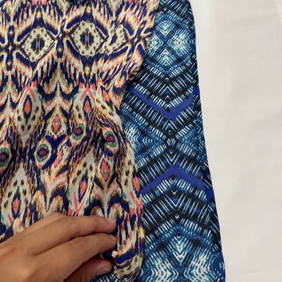 Rose + Olive Animal Floral Paisley Print Sheer Long Sleeve Collared Blouse M - Picture 4 of 9